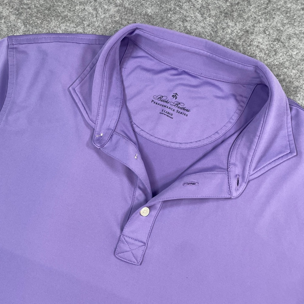Brooks Brothers Mens Polo XL Purple Performance Series Stretch Short Sleeve